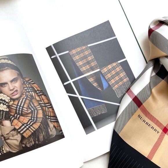 NWT Burberry Scarf Logo Iconic Beige Check Black Red Border Silk Wrap - Picture 7 of 13